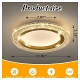 28W Gold LED Flush Mount Ceiling Light 12inch Modern Round Ceiling Light Fixture 3000K-6000K Super Bright Circle Ceiling Lamp for Bedroom Kitchen Bathroom Entryway Hallway Stairwell - Retail: $56