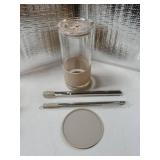 Glass Cup With Lid and Straw -20 Fl Oz- Perfect Size Iced Coffee Cup - Smoothie Cup With Bamboo Lid and On the go Lid (Creamy Mushroom - Retail: $18