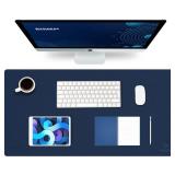 Large Office Leather Desk Mat, Mouse and Keyboard Pad, Computer and Laptop Mat, Desktop Protector and Cover, Writing Pad and Blotter (31.5"x15.7", Dark Blue) - Retail: $13