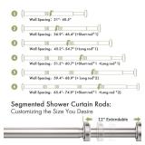 Nickel Spring Tension Shower Curtain Rod 31-75 Inches, 1 Inch Diameter Heavy Duty Tension Rod Rust Proof Bathroom Curtain Rod, Adjustable No Drill Easy Segmented Installation - Retail: $16