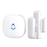 METAK Door Chime, Wireless Door Open Contact Sensor Alarm with 500 FT Range, 58 Chimes and 5 Volume Levels for Business/Store/Home/Office When Entering, 2 Transmitter + 1 Plug-in Receiver (White) - Re