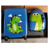 Dinosaur Kids Suitcase for Boys, 18 Hardside Dinosaur Toddler Suitcase Set with Spinner Wheels and Backpack, Kids Carry on Luggage Set Rolling Travel Kid