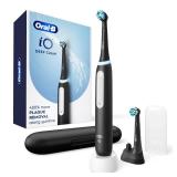 Oral-B iO Deep Clean Rechargeable Electric Powered Toothbrush, Black with iO Series 3 Limited, 2 Brush Heads and Travel Case - Pressure Sensor to Protect Gums - 3 Cleaning Settings - 2 Minute Timer - 