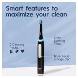 Oral-B iO Deep Clean Rechargeable Electric Powered Toothbrush, Black with iO Series 3 Limited, 2 Brush Heads and Travel Case - Pressure Sensor to Protect Gums - 3 Cleaning Settings - 2 Minute Timer - 