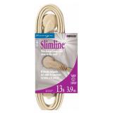 Woods Slimline 16/3 Flat Plug Extension Cord, 8ft, Beige, 2255