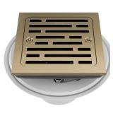 Delta Faucet 4 Inch Tile-In Square Shower Floor Drain Gold, Shower Drain Kit, Square Shower Drain, Chrome Shower Drain, Shower Floor Drain, Champagne Gold DT062412-CZ