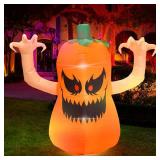 YOUBEMAGIC 4FT Halloween Inflatable Terror Pumpkin with Build-in LED Lights, Blow up Halloween Inflatable Outdoor Indoor Decorations Large Party Yard Decoration (Terror Pumpkin)