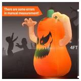 YOUBEMAGIC 4FT Halloween Inflatable Terror Pumpkin with Build-in LED Lights, Blow up Halloween Inflatable Outdoor Indoor Decorations Large Party Yard Decoration (Terror Pumpkin)