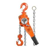 VEVOR Manual Lever Chain Hoist, 3/4 Ton 1650 lbs Capacity 5 FT Come Along, G80 Galvanized Carbon Steel with Weston Double-Pawl Brake, Auto Chain Leading & 360Â° Rotation Hook, for Garage Factory Doc