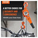 VEVOR Manual Lever Chain Hoist, 3/4 Ton 1650 lbs Capacity 5 FT Come Along, G80 Galvanized Carbon Steel with Weston Double-Pawl Brake, Auto Chain Leading & 360Â° Rotation Hook, for Garage Factory Doc
