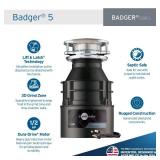 InSinkErator Badger 5 Garbage Disposal with Power Cord, Standard Series 1/2 HP Continuous Feed Food Waste Disposer, Badger 5 W/C, No Size, Black/Gray