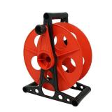 Woods Extension Cord Storage Reel - Holds Up to 150 Feet of 16/3 or 125 Feet of 14/3 Gauge Cord - Tangle-Free Design for Indoor or Outdoor Use - Side-Mounted Crank - Red & Black
