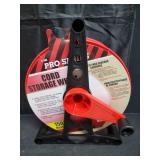 Woods Extension Cord Storage Reel - Holds Up to 150 Feet of 16/3 or 125 Feet of 14/3 Gauge Cord - Tangle-Free Design for Indoor or Outdoor Use - Side-Mounted Crank - Red & Black