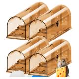Motel Mouse Humane No Kill Live Catch and Release Mouse Traps, Reusable with Cleaning Brush - 4 Pack