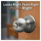 Copper Creek Privacy Interior Door Knob ANSI Grade-3 Certified, Modern Heavy Duty Handle, Easy Install and Reversible for Bedroom, Bathroom & Closets Satin Stainless (1 Pack)