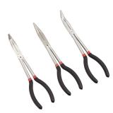 Amazon Basics Long Reach Needle Nose Pliers Tool Set, 3-Piece, Black