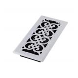 Decor Grates FS410-WH Scroll Design Floor Register,4x10 Inches, White