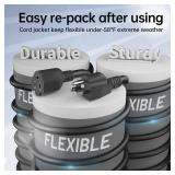 PlugSaf 2 Pack of 3Ft Black Outdoor Extension Cord 16/3 Gauge Waterproof, Cold Weatherproof -58°F, Flame Retardant, Flexible 3 Prong Electric Cord for Lawn Office,13A 1625W 16AWG SJTW, ETL Listed