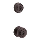 690 Cove Keyed Entry Knob and Single Cylinder Deadbolt Combo Pack featuring SmartKey in Venetian Bronze featuring Microban
