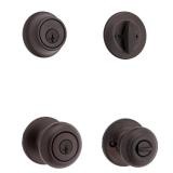 690 Cove Keyed Entry Knob and Single Cylinder Deadbolt Combo Pack featuring SmartKey in Venetian Bronze featuring Microban