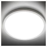 SunRider LED Flush Mount Ceiling Light Fixture, 5000K Daylight White, 2400LM, 12 Inch 24W White Round Flat Bedroom Lights, 240W Equiv. Non-Dimmable