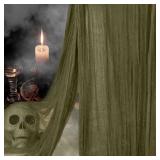 Vellibring 400\" x 85\" Halloween Creepy Cloth Decoration,Large Green Spooky Fabric Cloth Scary Gauze Cheesecloth for Haunted House Halloween Party Yard Wall Indoor Outdoor Decor