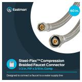 Eastman 60 inch Steel-Flex Braided Faucet Connector, 1/2 Inch FIP x 3/8 Inch Compression, Stainless Steel Faucet Supply Line, 48302