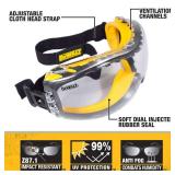 DEWALT DPG82-11 Concealer Clear Anti-Fog Dual Mold Safety Goggle, Clear Lens, 1 Pair