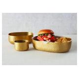 American Metalcraft ABHG46 Aluminum Hammered Bowl Oval, Gold, 25-ounce Capacity, Elegant and Artisanal Serveware for Presenting Entrees and Appetizer: 6 ½ L, 4 ¾ W, 2 ¼ H