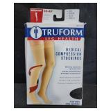 Truform 30-40 mmHg Compression Stockings for Men and Women, Thigh High Length, Dot-Top, Closed Toe, Black, Medium