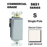 Leviton 5621-2T Rocker Switch Decora Single-Pole 20 Amp 120/277 VAC Self-Grounding Commercial Grade Back and Side Wired - Light Almond