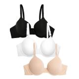 Fruit of the Loom womens T-shirt T Shirt Bra, Black Hue/Sand/White, 42C US