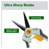 PrunePro Garden Scissors Pruning Shears Sharp Stainless Steel Non-Stick Teflon Coating Blade for Precise Cuts Garden Snip Bonsai Clippers for Plants Rose Flower