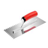VEVOR Tile Tools, Stainless Steel Squared Notch Tile and Flooring Trowel, 10.9 x 4.4 in Pro Grade Drywall Tool, Ergonomic Rubber Grip Comfort Handle, for Apply, Spread, Flatten, Smooth, Polish