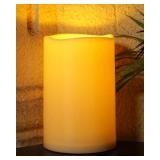 Homemory 6\" x 9\" Extra Large Outdoor Waterproof Candle with Auto 6-Hour Timer, No Remote, Ivory Plastic Made, Long Last for Half A Year