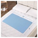 Bed Pads for Incontinence Washable Large (34" x 52"), 2 Pack Reusable Waterproof Bed Underpads with Non-Slip Back for Elderly, Kids, Women or Pets, Blue