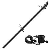 7FT Flag Pole Kit,Stainless Steel Heavy Duty Black American US Flagpole, Rustproof for Outdoor Garden Roof Walls Yard (Without Bracket)