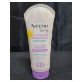 Aveeno Baby Continuous Protection Zinc Oxide Mineral Sunscreen Lotion for Sensitive Skin, Broad Spectrum SPF 50, Tear-Free, Sweat- & Water-Resistant, Paraben-Free, Travel-Size, 3 fl. oz