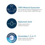 CeraVe 100% Mineral Sunscreen SPF 30 with Zinc Oxide & Titanium Dioxide, Hyaluronic Acid & Ceramides, Oil Free, Non-Greasy, Hydrating Mineral Sunscreen For Body, 5 oz