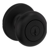 Kwikset Cove Entry Door Knob with Lock and Key, Secure Keyed Handle Exterior Doorknob, Front Entrance and Bedroom, Matte Black, Pick Resistant SmartKey Rekey Security