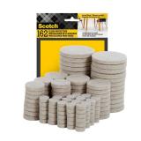 Scotch Felt Pads 162 PCS Beige, Felt Furniture Pads for Protecting Hardwood Floors, Round, Assorted Sizes Value Pack, Self-Stick design, Protecting from nicks, dents and scratches (SP845-NA)