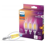 PHILIPS LED 60W BA11 E12 Chandelier Bulbs 3-Pack Ultra Definition Soft White (2700K) 500 Lumen (5W = 60W) Dimmable Flicker-Free LED Candelabra Bulbs