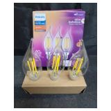 PHILIPS LED 60W BA11 E12 Chandelier Bulbs 3-Pack Ultra Definition Soft White (2700K) 500 Lumen (5W = 60W) Dimmable Flicker-Free LED Candelabra Bulbs