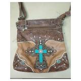 Western Style Cross Embellished Shoulder Bag