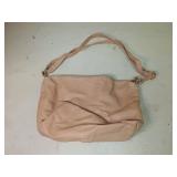 Beige Leather Hobo Shoulder Bag