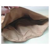 Beige Leather Hobo Shoulder Bag