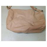 Beige Leather Hobo Shoulder Bag