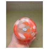 Hand Blown Art Glass Vase - Orange and White Swirl Pattern