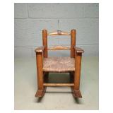 Small Wooden Rush Seat Rocking Chair