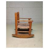 Small Wooden Rush Seat Rocking Chair